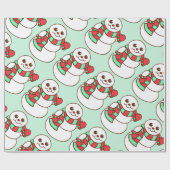 Retro Kerst Sneeuwman Wrapping Papier (Vlak)