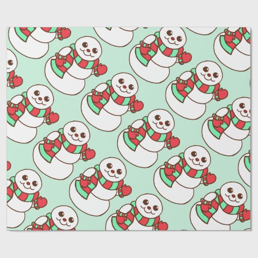 Retro Kerst Sneeuwman Wrapping Papier (Vlak)