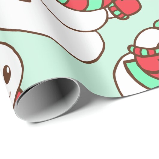 Retro Kerst Sneeuwman Wrapping Papier (Rol Hoek)