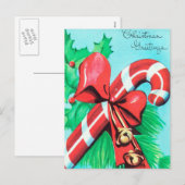  retro kerst snoep riet briefkaart (Voorkant / Achterkant)