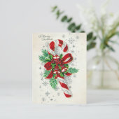  retro kerst snoep riet briefkaart (Staand voorkant)