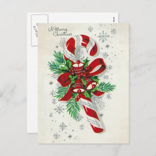 retro kerst snoep riet briefkaart (Voorkant / Achterkant)