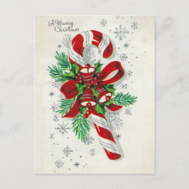retro kerst snoep riet briefkaart