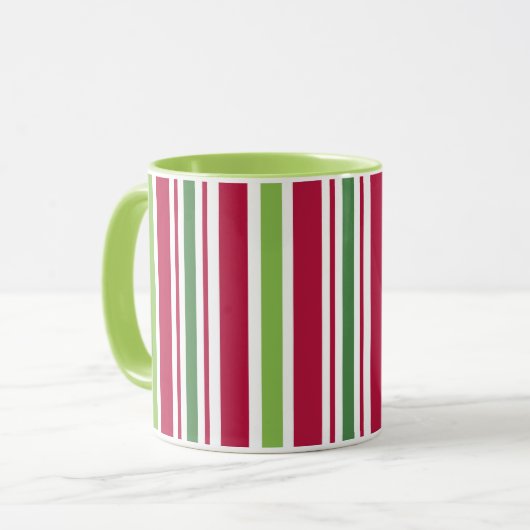 Retro Kerst Snoep Strepen Koffie Mok Gift (Voorkant links)