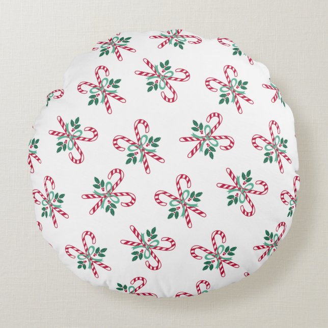 retro kerst snoepjes rond kussen (Voorkant)