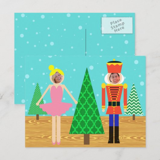 Retro Kerst Speelgoed Parade Foto Briefkaart (Voorkant / Achterkant)