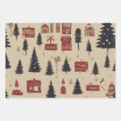 Retro Kerst Stad Illustratie Inpakpapier Vel (Voorkant 2)