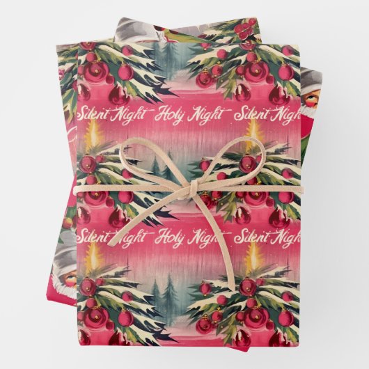 Retro Kerst Stille Nacht Inpakpapier Vel