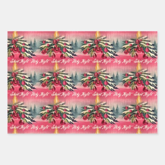 Retro Kerst Stille Nacht Inpakpapier Vel (Voorkant)