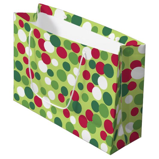 Retro Kerst Stippen Grote Cadeautas (Voorkant Gekanteld)