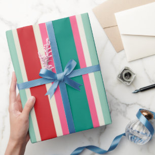Retro Kerst Streep Inpakpapier