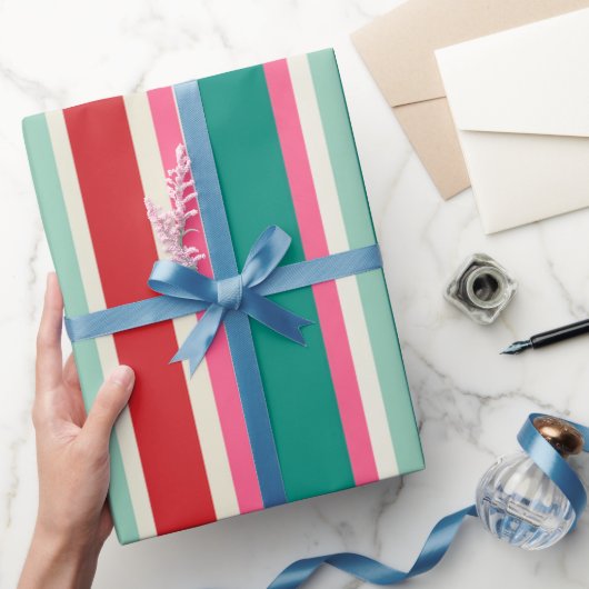 Retro Kerst Streep Inpakpapier (Geschenken)