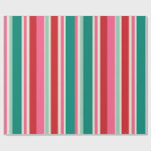 Retro Kerst Streep Inpakpapier (Vlak)