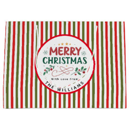 Retro Kerst Streep Patroon Aangepaste Kerst Groot Cadeauzakje