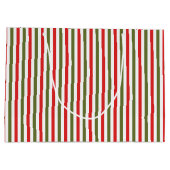 Retro Kerst Streep Patroon Aangepaste Kerst Groot Cadeauzakje (Achterkant)