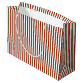 Retro Kerst Streep Patroon Aangepaste Kerst Groot Cadeauzakje (Achterkant Gekanteld)