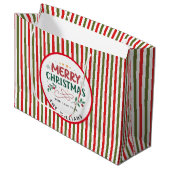 Retro Kerst Streep Patroon Aangepaste Kerst Groot Cadeauzakje (Voorkant Gekanteld)