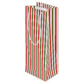 Retro Kerst Streep Patroon Aangepaste Kerst Wijn Cadeautas (Achterkant Gekanteld)