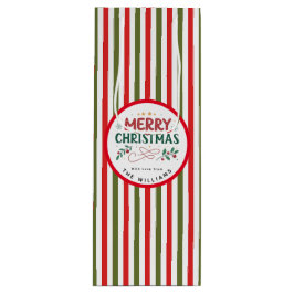 Retro Kerst Streep Patroon Aangepaste Kerst Wijn Cadeautas