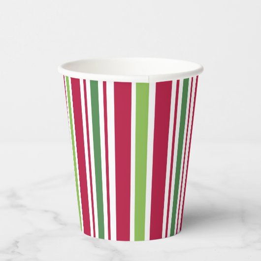 Retro Kerst Strepen Papieren Bekers  (Rechts)