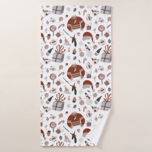 Retro Kerst Sweater Patroon Badhanddoek (Badhanddoek)