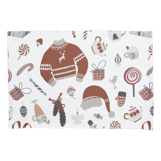 Retro Kerst Sweater Patroon Kussensloop (Voorkant)