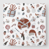 Retro Kerst Sweater Patroon Vierkante Klok (Voorkant)