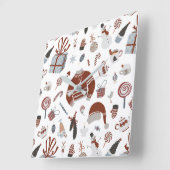 Retro Kerst Sweater Patroon Vierkante Klok (Hoek)