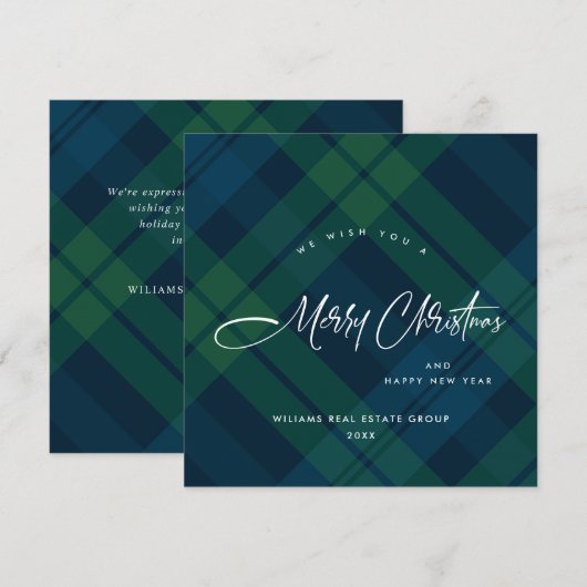 Retro Kerst Tartan Plaid Corporate Groet Feestdagenkaart (Voorkant / Achterkant)