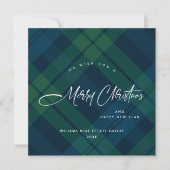 Retro Kerst Tartan Plaid Corporate Groet Feestdagenkaart (Voorkant)