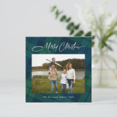 Retro Kerst Tartan Plaid Foto Groet Feestdagenkaart (Staand voorkant)