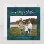 Retro Kerst Tartan Plaid Foto Groet Feestdagenkaart (Voorkant)