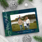 Retro Kerst Tartan Plaid Foto Groet Feestdagenkaart