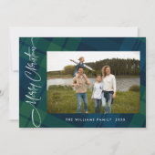 Retro Kerst Tartan Plaid Foto Groet Feestdagenkaart (Voorkant)