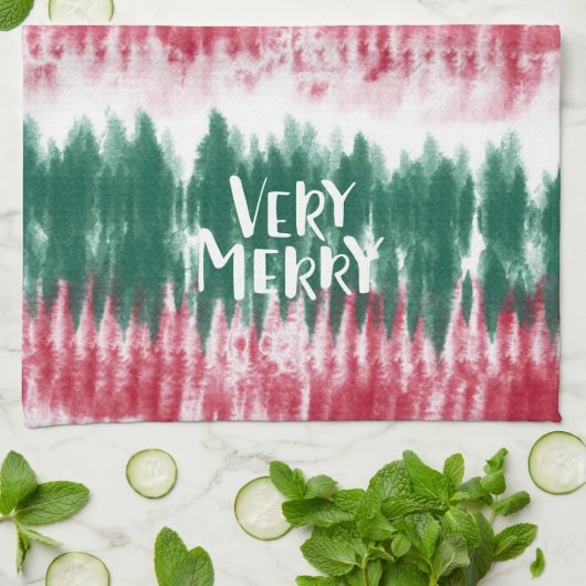 Retro Kerst Tie Dye | Funky Festief Theedoek (Gevouwen)