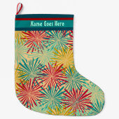 Retro Kerst Tinsel PomPoms (gepersonaliseerd) Grote Kerstsok (Voorkant)