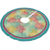 Retro Kerst Tinsel PomPoms (tropische kleuren) Fleece Kerstboom Rok (Gekanteld)