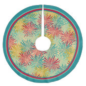 Retro Kerst Tinsel PomPoms (tropische kleuren) Fleece Kerstboom Rok (Voorkant)