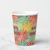 Retro Kerst Tinsel PomPoms (tropische kleuren) Papieren Bekers (Links)