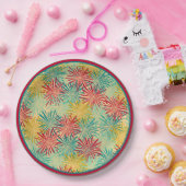 Retro Kerst Tinsel PomPoms (tropische kleuren) Papieren Bordje (Feest)