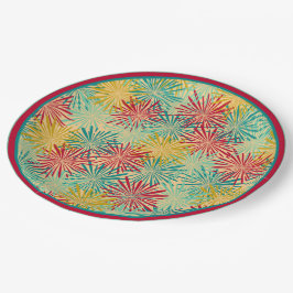 Retro Kerst Tinsel PomPoms (tropische kleuren) Papieren Bordje