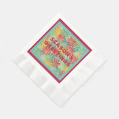 Retro Kerst Tinsel PomPoms (tropische kleuren) Servet (Hoek)