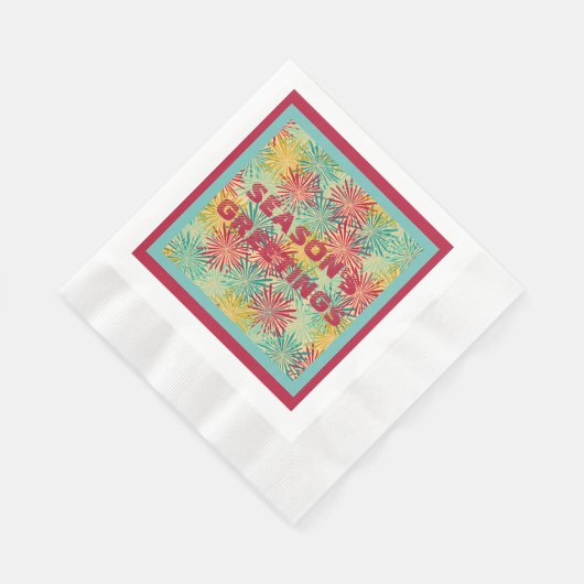 Retro Kerst Tinsel PomPoms (tropische kleuren) Servet (Hoek)