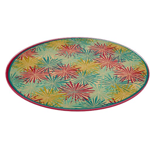 Retro Kerst Tinsel PomPoms (tropische kleuren) Snijplank (Hoek)