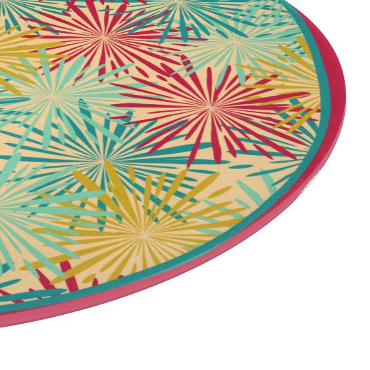 Retro Kerst Tinsel PomPoms (tropische kleuren) Snijplank (Hoek)