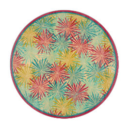 Retro Kerst Tinsel PomPoms (tropische kleuren) Snijplank