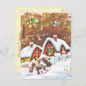 retro kerst, traditionele winterscène feestdagenkaart (Voorkant / Achterkant)