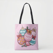 Retro Kerst Trendy Ho Ho Disco Ball Tote Bag (Voorkant)