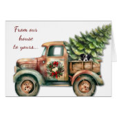 Retro Kerst Truck Border Collie Dog Kaart (Voorkant Horizontaal)