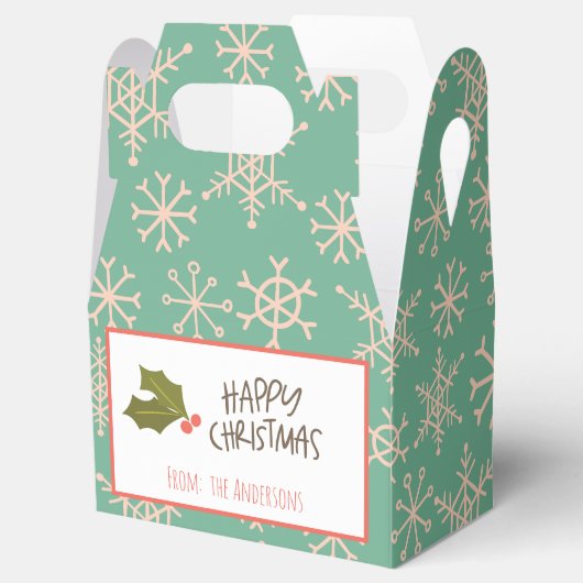  Retro Kerst Turquoise Sneeuwvlokken Bedankdoosjes (Geopend)